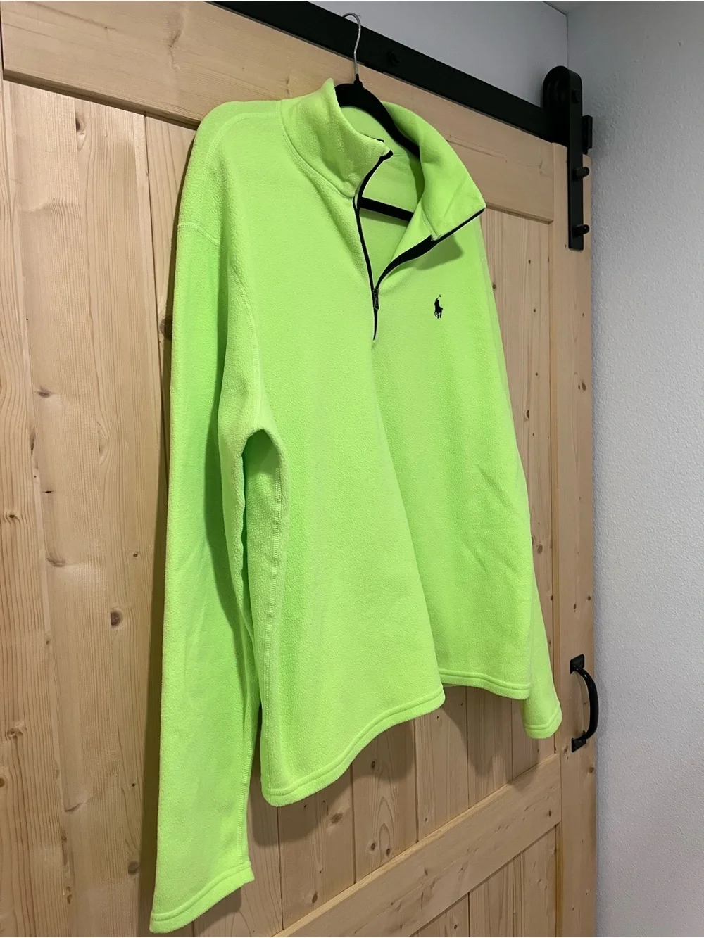 Ralph Lauren Men’s Neon Lime Quarter-Zip Fleece Pullover 🐎